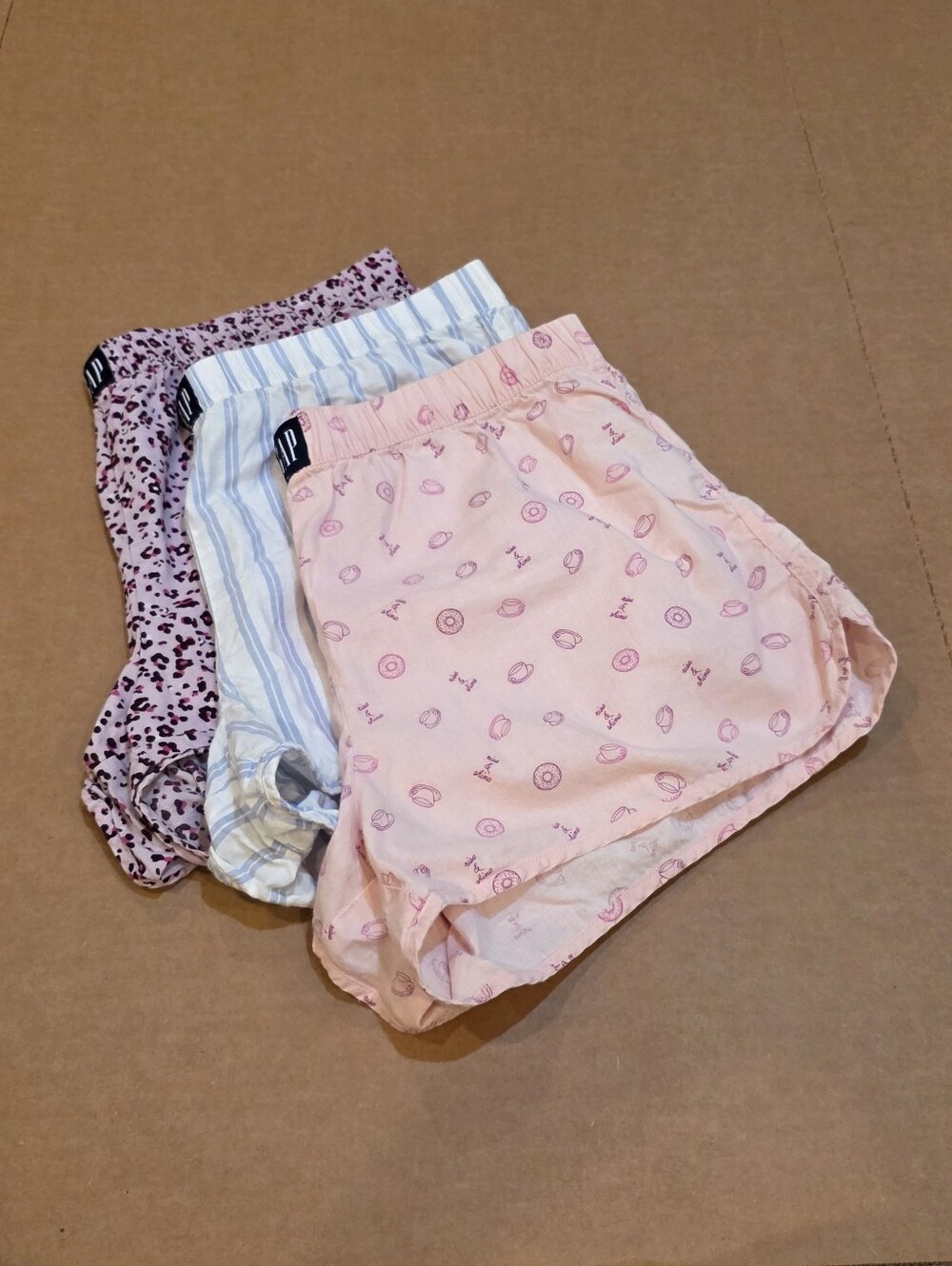 GAP Pink Patterned and Blue-Striped Women’s Athletic Shorts Trio
